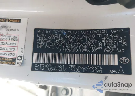 2018 Toyota Corolla Im from USA, damaged, VIN JTNKARJE8JJ556133